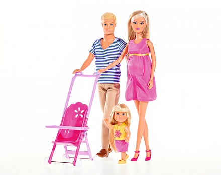 Семья куклы Штеффи 29 см., муж Кевин 30 см. и дочка Еви 12 см. 